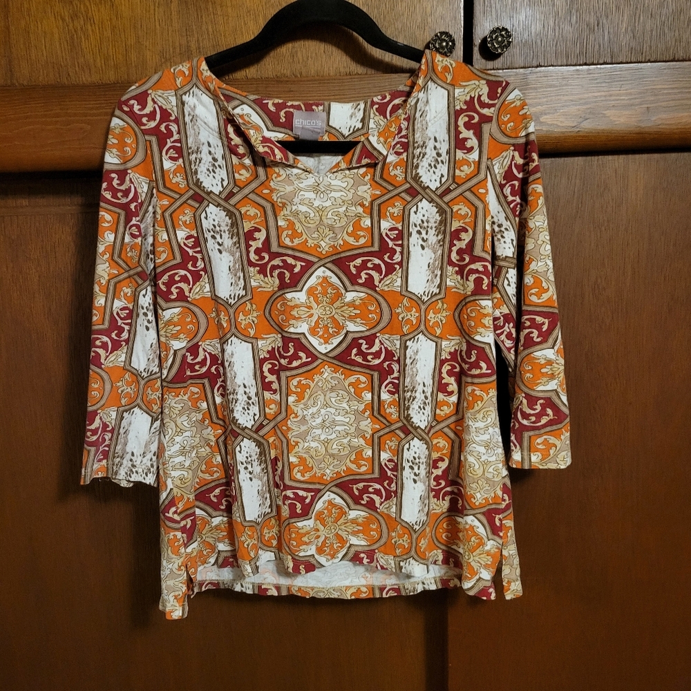 Chicos Art To Wear Artsy Multicolored Long Sleeve | Small